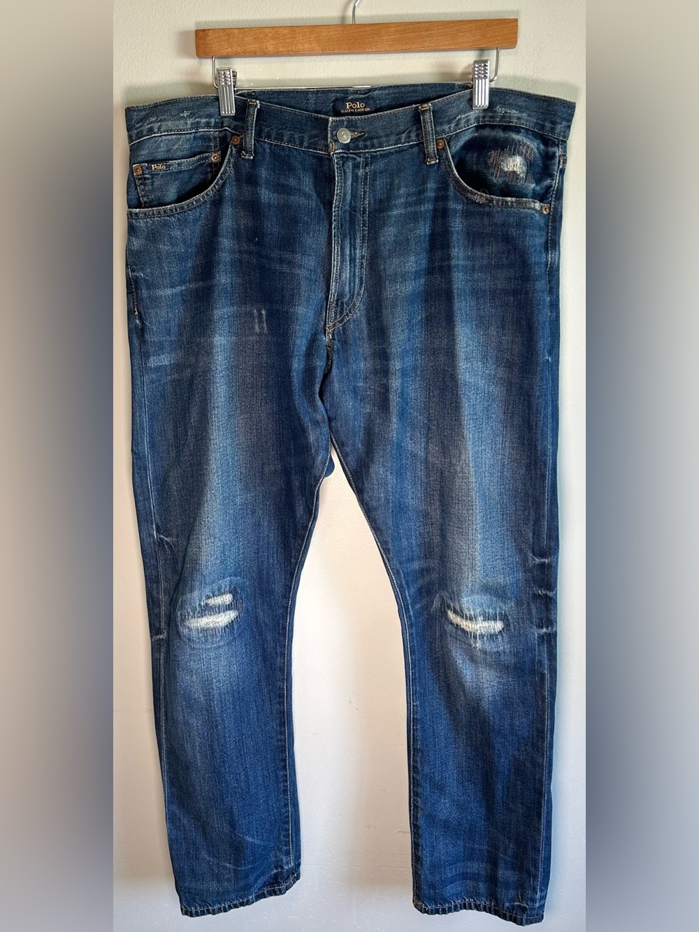 Polo Ralph Lauren The Sullivan Slim Distressed Jeans Mens 38x32 Denim Indigo